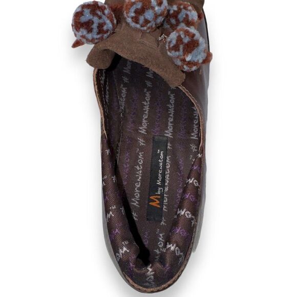 M by Morenatom Leather Pom Slip-on Loafers Brown Women's 7.5B - Picture 9 of 11